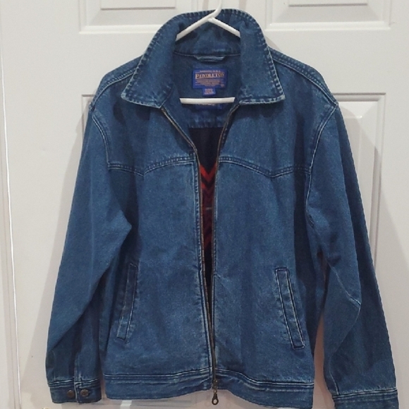 Pendleton High Grade WESTERN Wear denim Blanket Jacket WOOL star Insert Medium - Picture 8 of 13